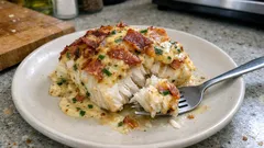 Uuniturska pekonilla ja sinappisella ruohosipulikastikkeella – helppo juhlaruoka