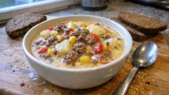 Cowboysoppa yhdellä kattilalla – täyteläinen jauhelihakeitto perunalla ja maissilla