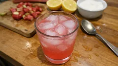 Kotitekoinen rabarberisaft kattilassa – raikas tiiviste sitruunalla