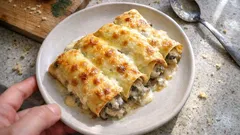 Uunigratinoidut crêpesrullat sienimuhennoksella – helppo arkiruoka uunista