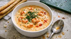 Kermainen rapukeitto tuorejuustolla – helppo alkuruoka pienellä potkulla