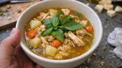 Sopivasti tulinen kanakeitto grillatusta broilerista – täyteläinen arkiruoka yhdestä kattilasta