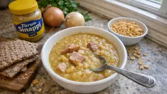 Perinteinen hernekeitto kuivaherneistä – rimmattu liha tai kasvisversiona