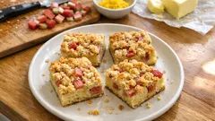 Raparperiruudut pellillä – sitruunainen taikina ja voinen kardemummapinta