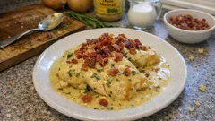 Kermainen dijon-kanapannu rakuunalla ja pekonilla – täyteläinen arki-illan suosikki