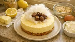 Paistettu juustokakku kaurakeksipohjalla – sitruunainen klassikko, joka onnistuu aina