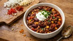 Chili con carne pavuilla ja maissilla – helppo, mehevä pata arki-iltaan